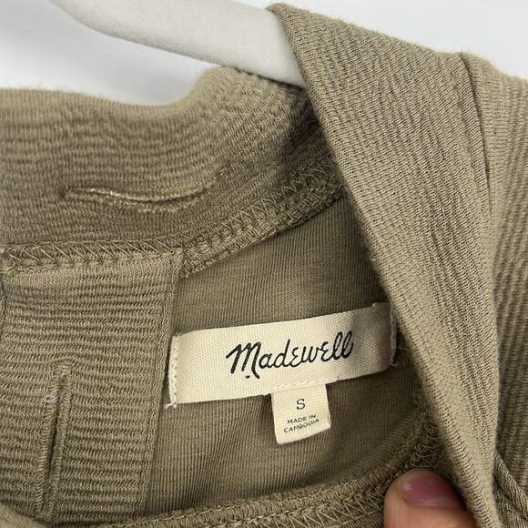 Madewell Button Back Mock Neck Top Small Sweatshirt Textured Distant Surplus - Picture 7 of 10